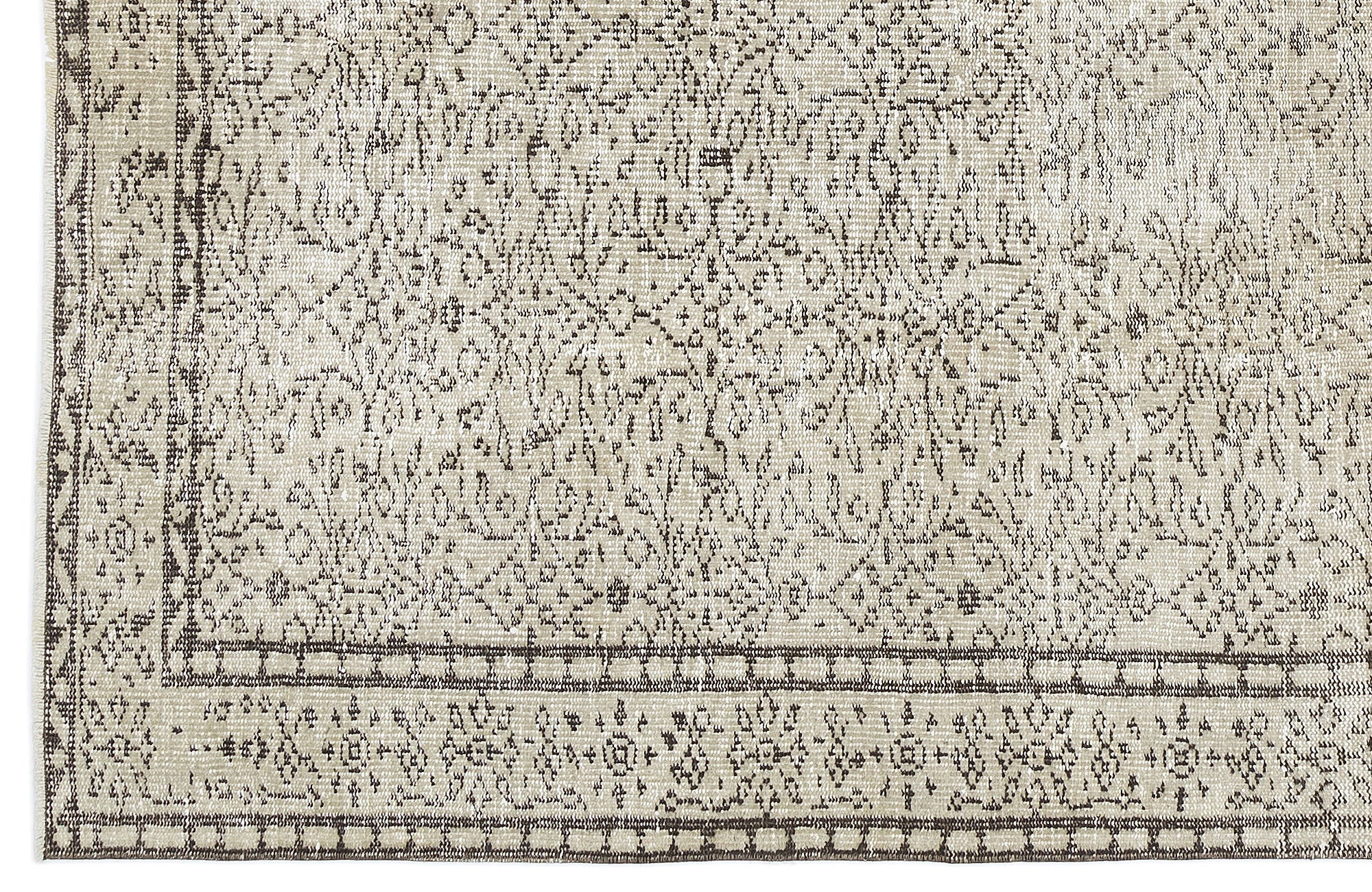 Beige Over Dyed Vintage Rug 5'11'' x 8'10'' ft 180 x 268 cm
