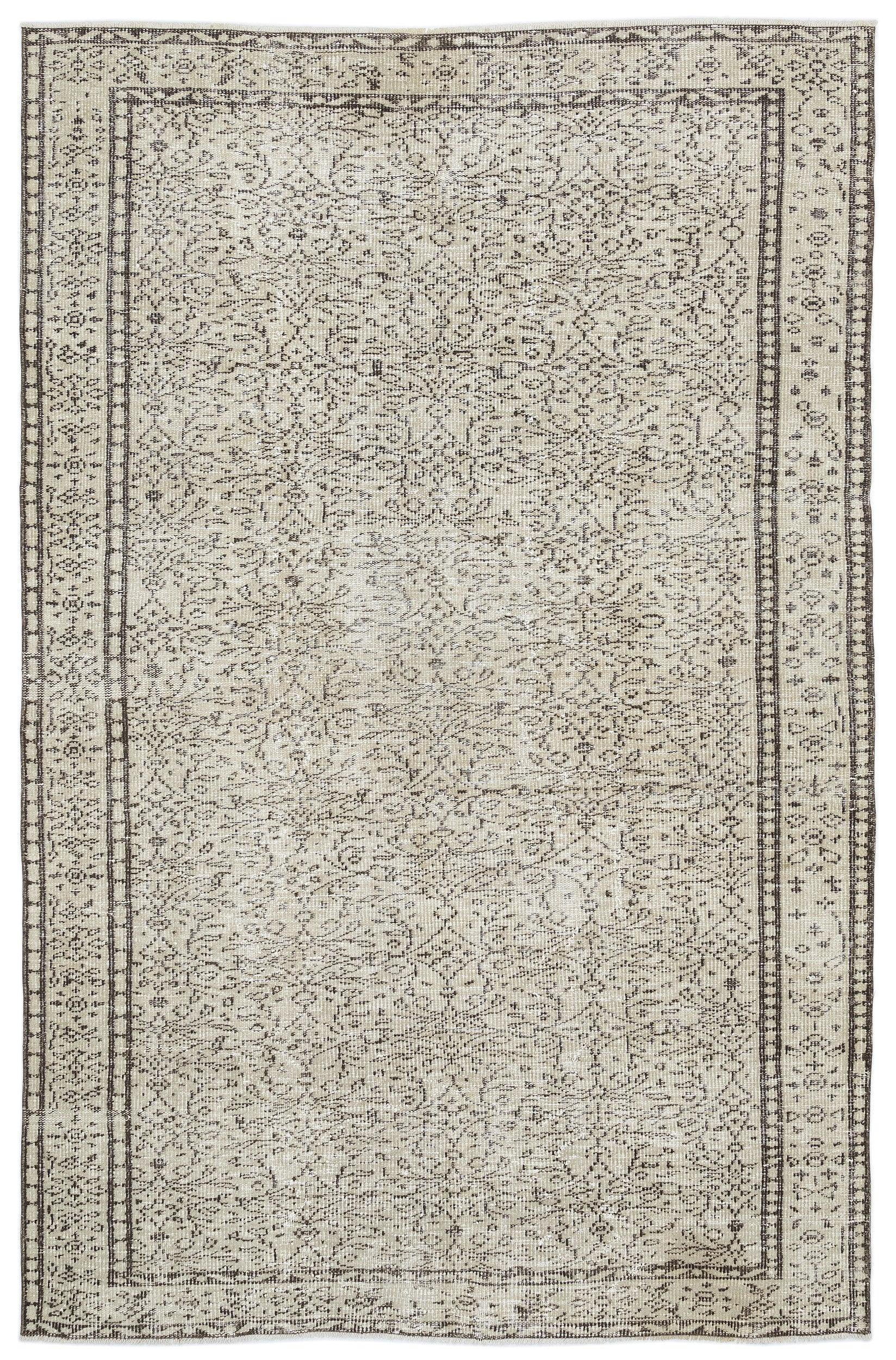 Beige Over Dyed Vintage Rug 5'11'' x 8'10'' ft 180 x 268 cm