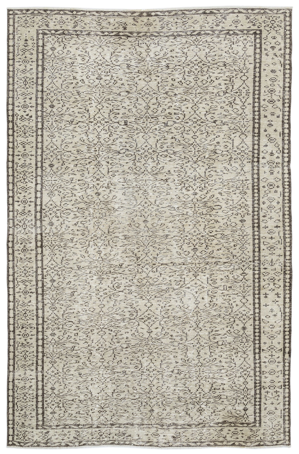 Beige Over Dyed Vintage Rug 5&#39;11&#39;&#39; x 8&#39;10&#39;&#39; ft 180 x 268 cm