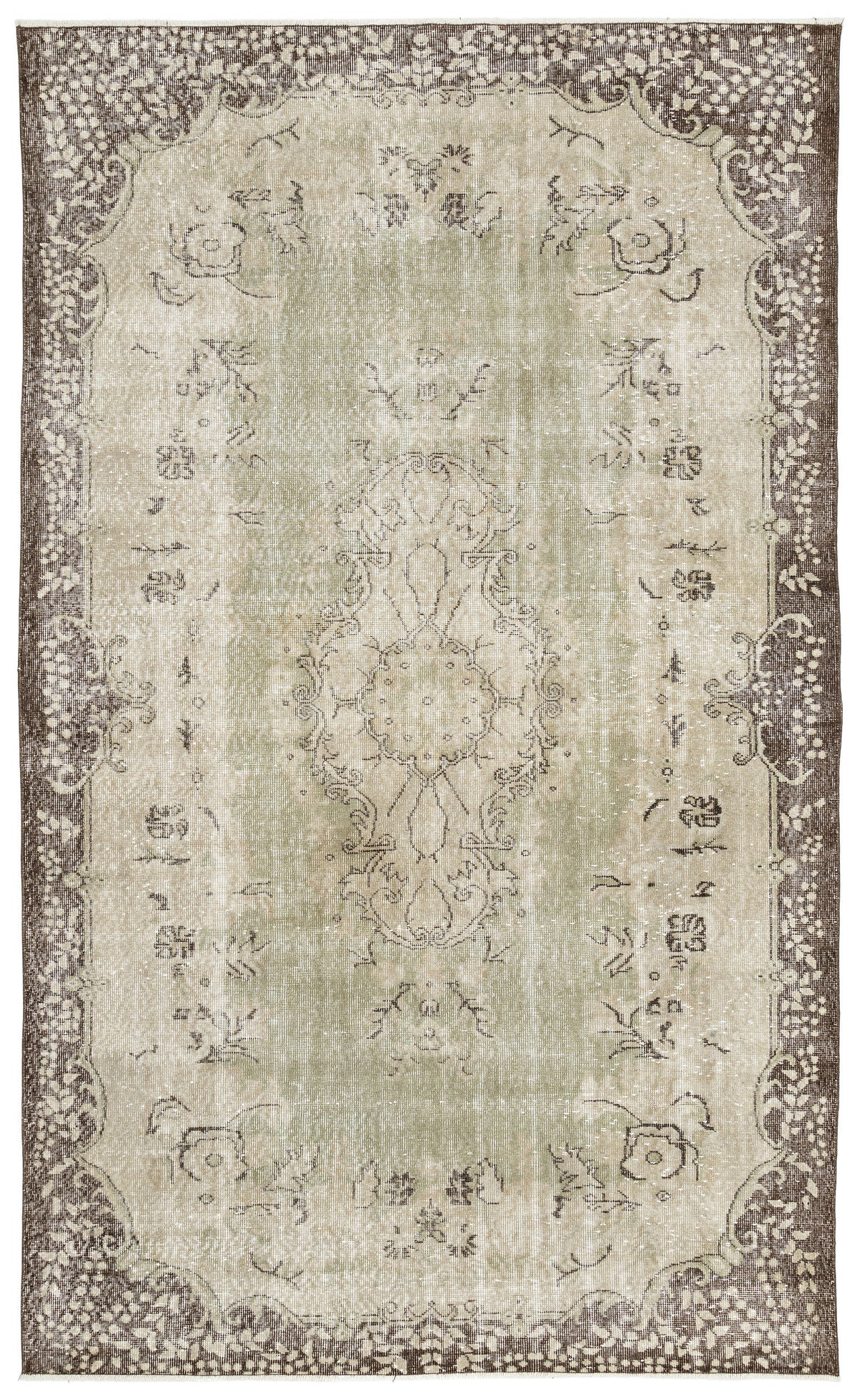 Beige Over Dyed Vintage Rug 6&#39;1&#39;&#39; x 10&#39;0&#39;&#39; ft 186 x 306 cm