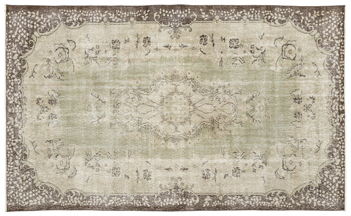Beige Over Dyed Vintage Rug 6&#39;1&#39;&#39; x 10&#39;0&#39;&#39; ft 186 x 306 cm
