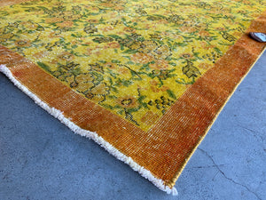 Yellow Over Dyed Vintage Rug 3'8'' x 6'8'' ft 111 x 202 cm