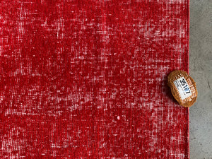 Red Over Dyed Vintage Rug 3'8'' x 6'0'' ft 112 x 184 cm