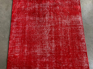 Red Over Dyed Vintage Rug 3'8'' x 6'0'' ft 112 x 184 cm
