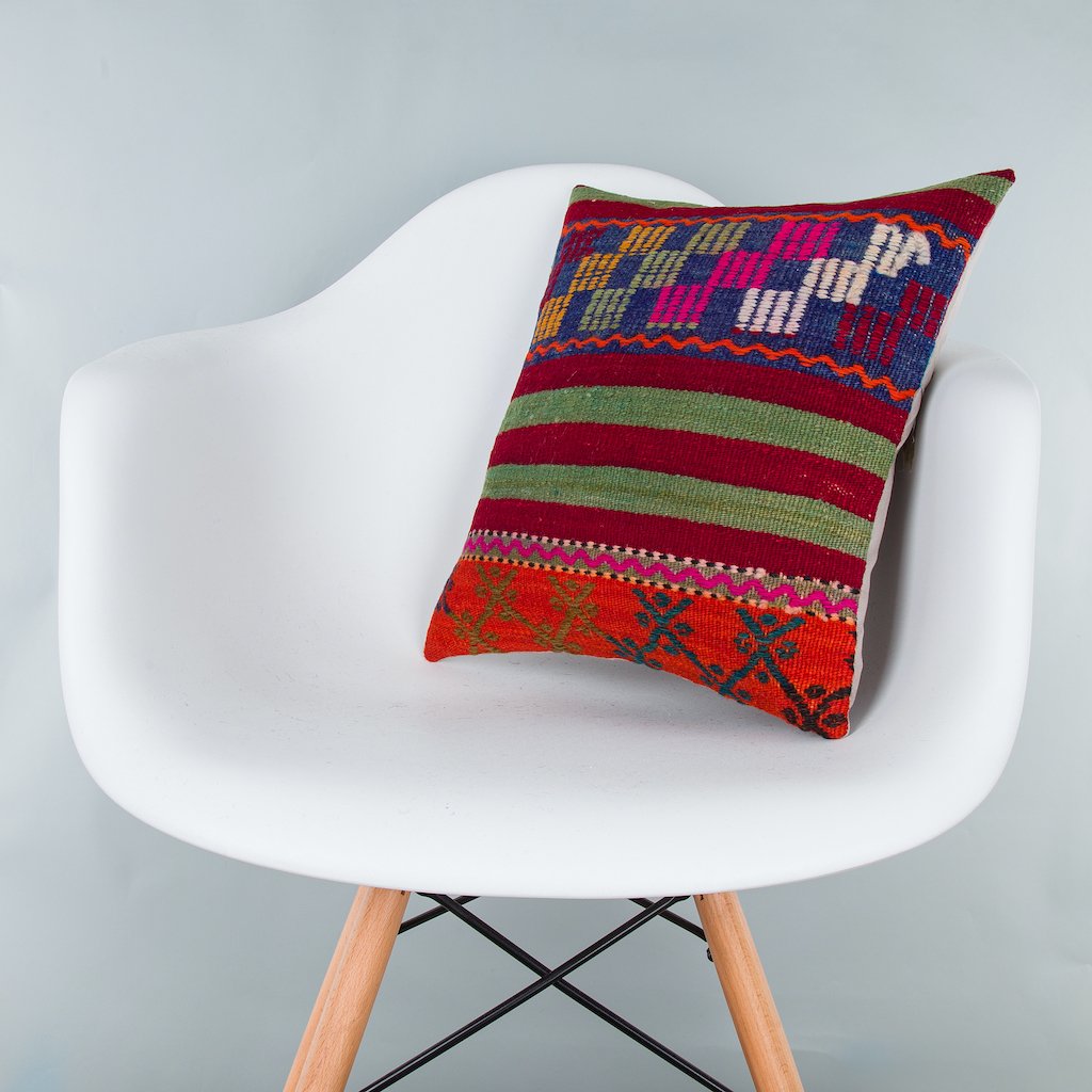 Striped_Multiple Color_Kilim Pillow Cover_16x16_Z1000_7704