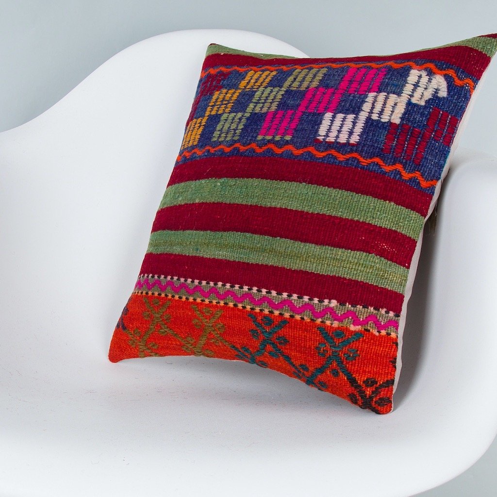Striped_Multiple Color_Kilim Pillow Cover_16x16_Z1000_7704