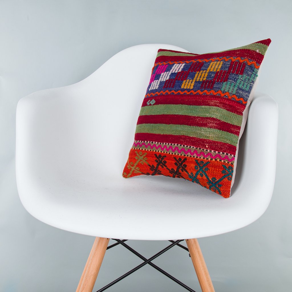 Striped_Multiple Color_Kilim Pillow Cover_16x16_Z1000_7705