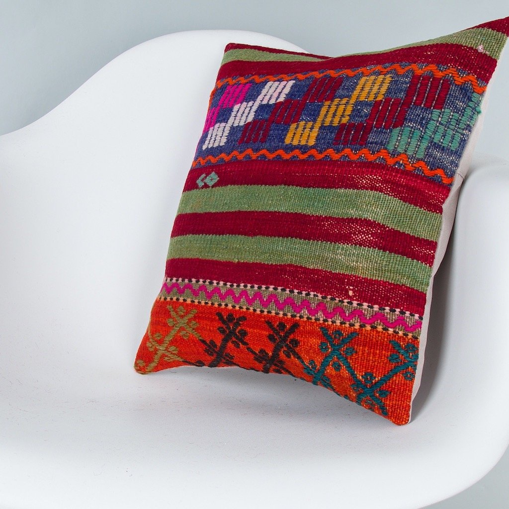 Striped_Multiple Color_Kilim Pillow Cover_16x16_Z1000_7705