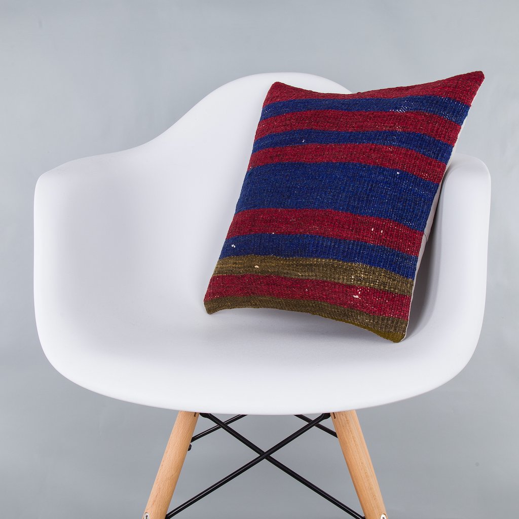 Striped_Multiple Color_Kilim Pillow Cover_16x16_Z1005_7544