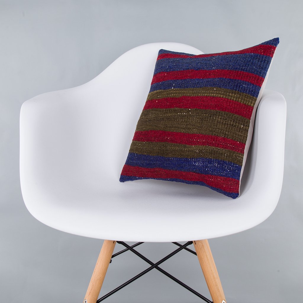 Striped_Multiple Color_Kilim Pillow Cover_16x16_Z1005_7545
