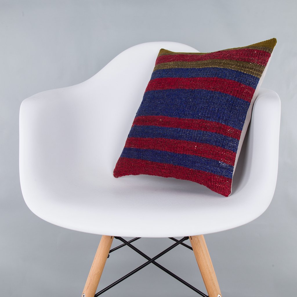 Striped_Multiple Color_Kilim Pillow Cover_16x16_Z1005_7547