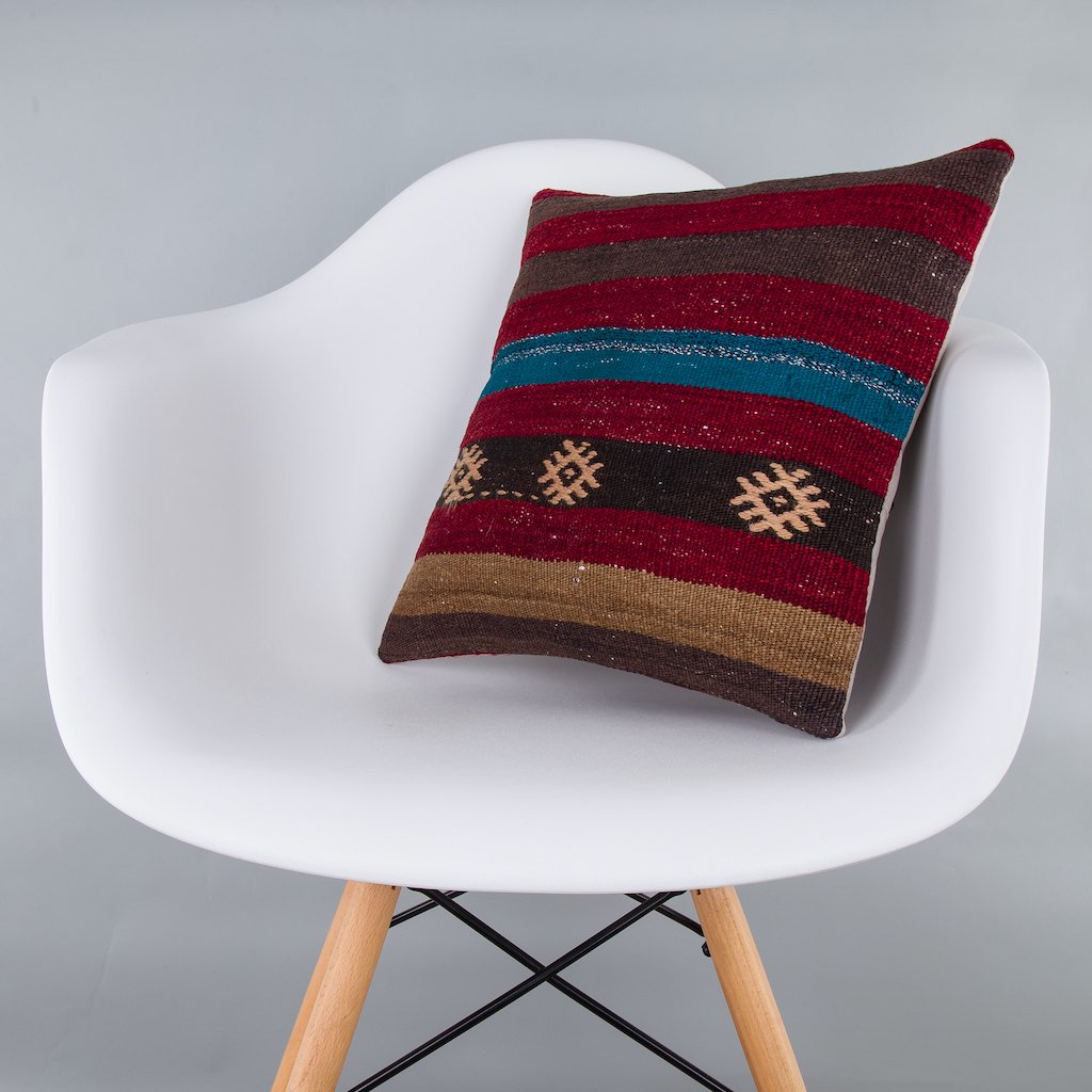 Striped_Multiple Color_Kilim Pillow Cover_16x16_Z1009_7246