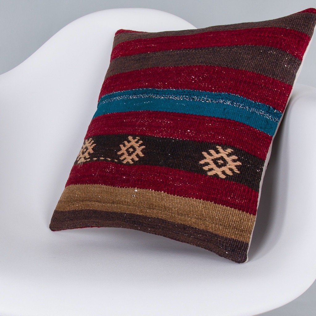Striped_Multiple Color_Kilim Pillow Cover_16x16_Z1009_7246