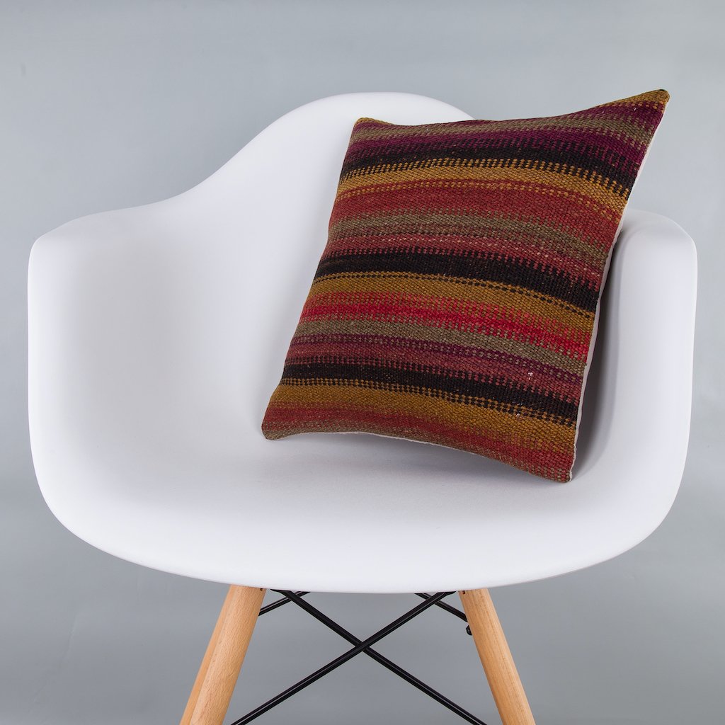 Striped_Multiple Color_Kilim Pillow Cover_16x16_Z1009_7253