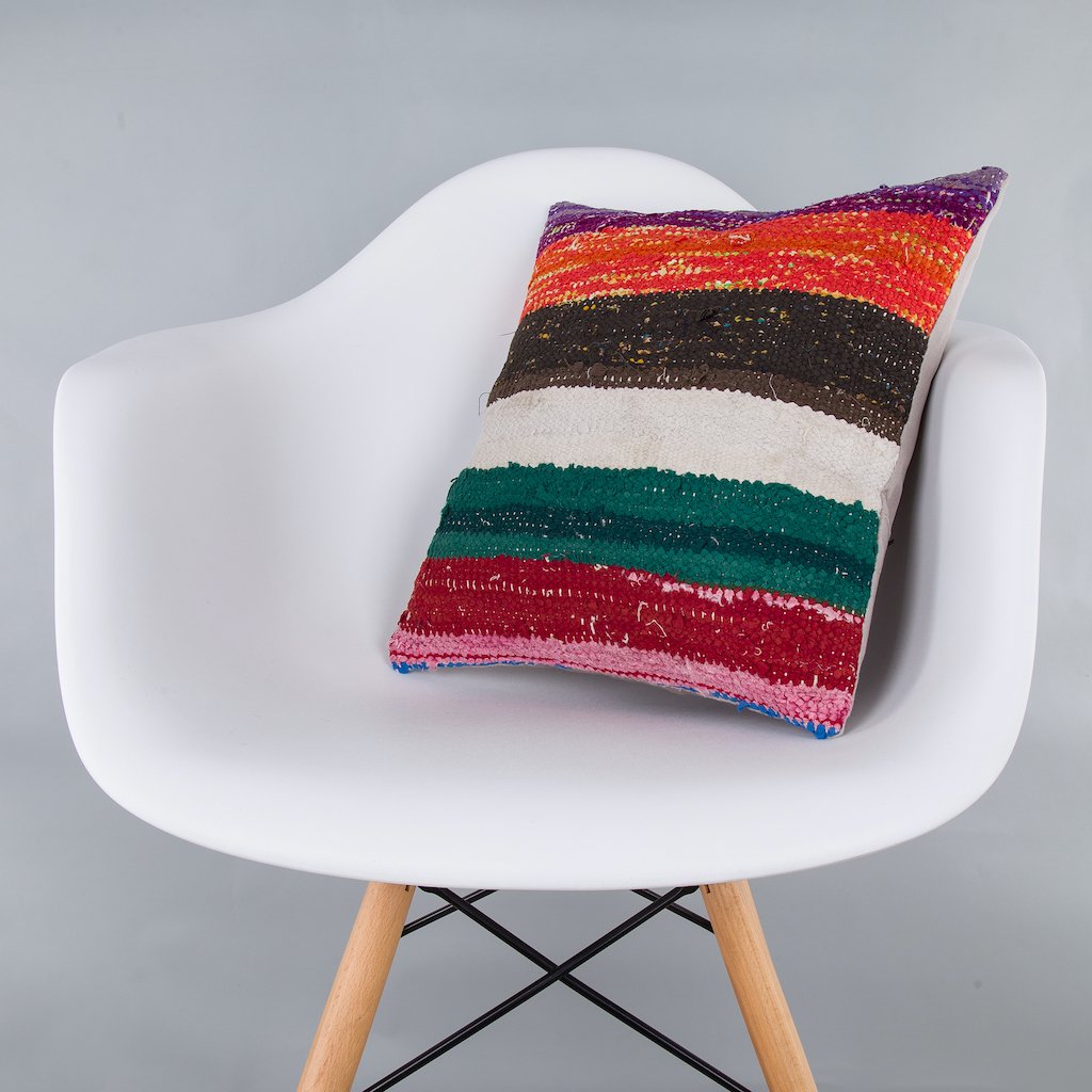 Striped_Multiple Color_Kilim Pillow Cover_16x16_Z1009_7282