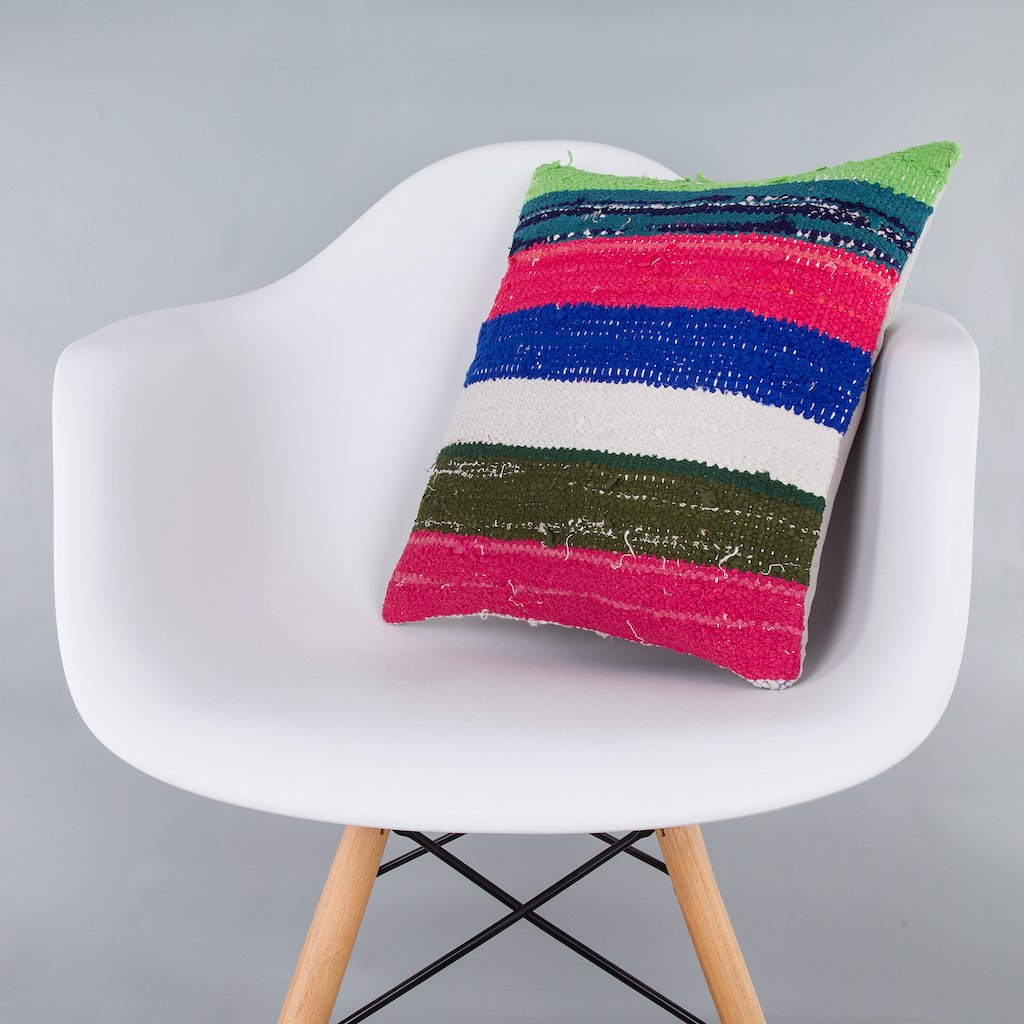 Striped_Multiple Color_Kilim Pillow Cover_16x16_Z1009_7346