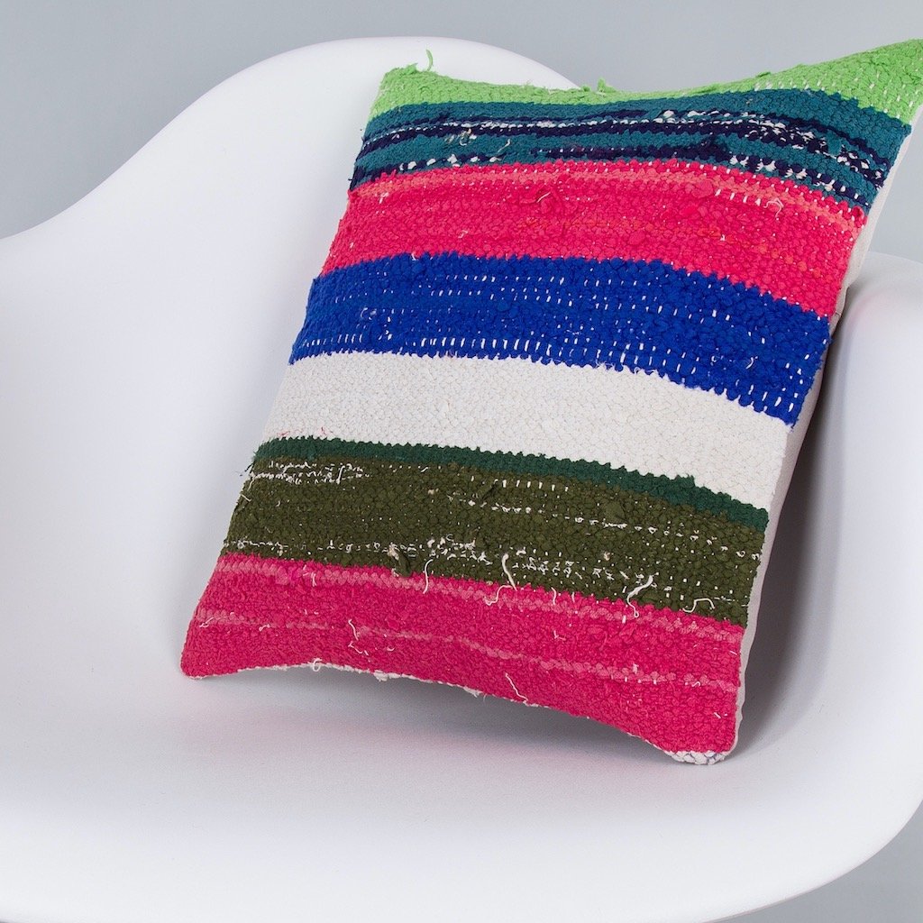 Striped_Multiple Color_Kilim Pillow Cover_16x16_Z1009_7346