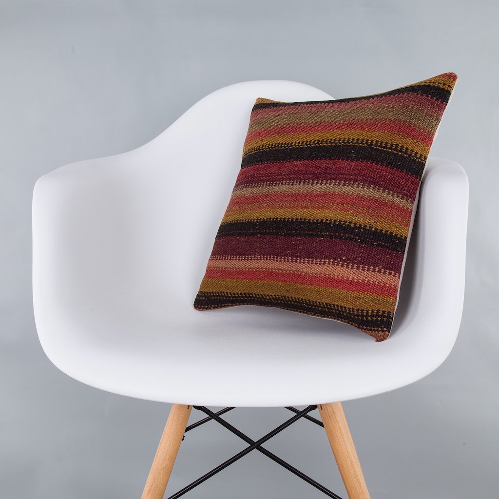 Striped_Multiple Color_Kilim Pillow Cover_16x16_Z1009_7373