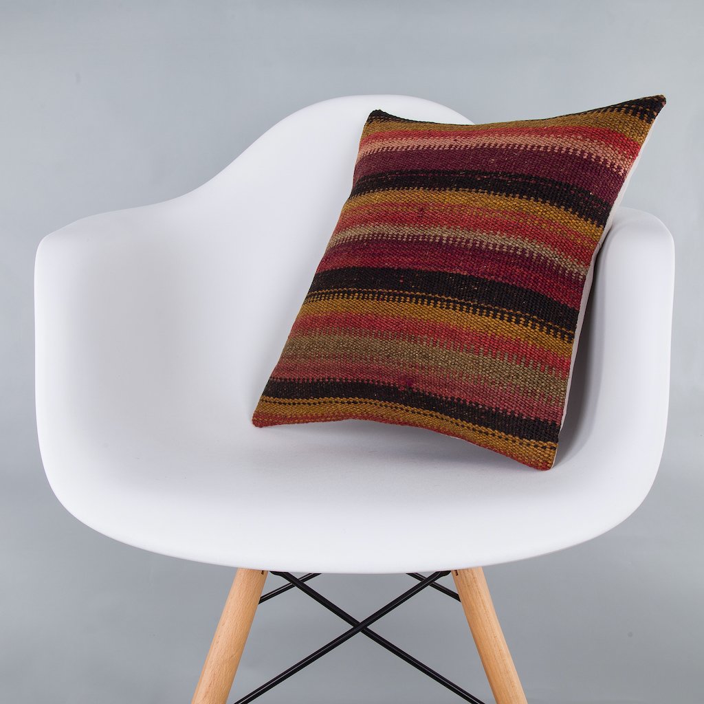 Striped_Multiple Color_Kilim Pillow Cover_16x16_Z1009_7426