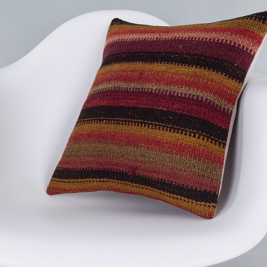 Striped_Multiple Color_Kilim Pillow Cover_16x16_Z1009_7426