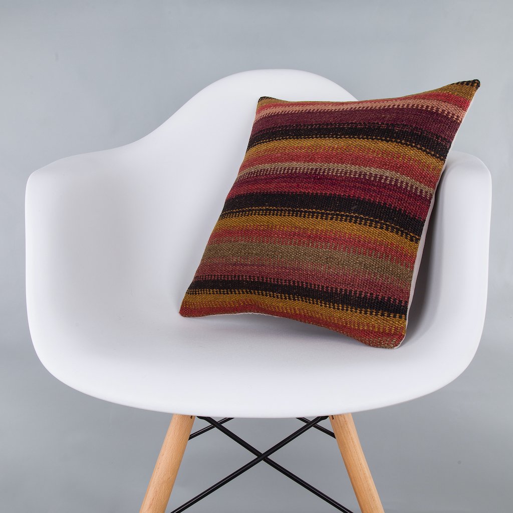 Striped_Multiple Color_Kilim Pillow Cover_16x16_Z1009_7428