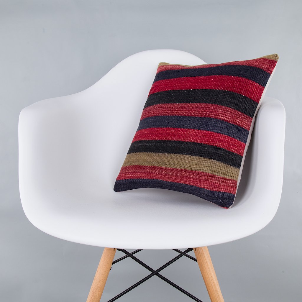 Striped_Multiple Color_Kilim Pillow Cover_16x16_Z1009_7575