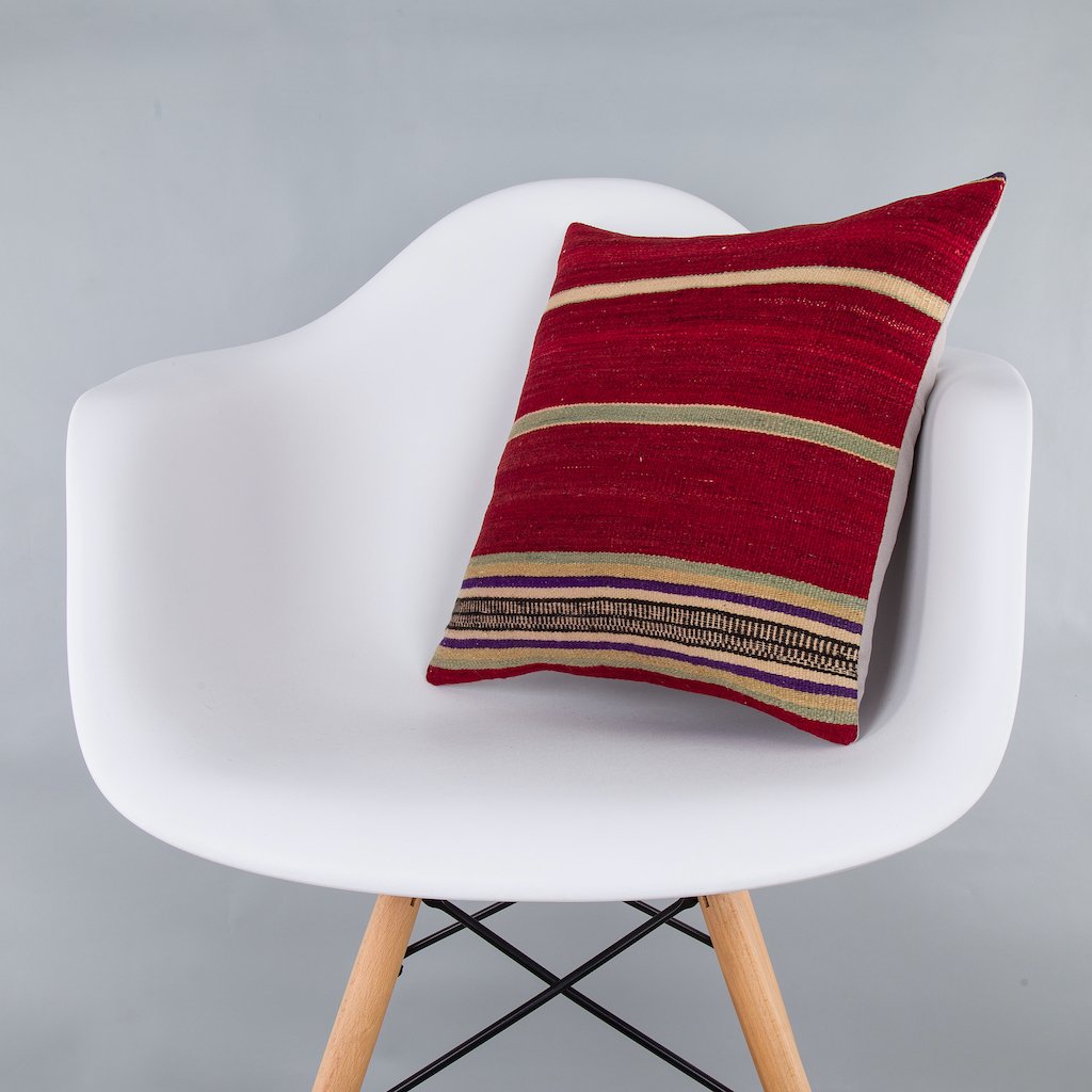 Striped_Multiple Color_Kilim Pillow Cover_16x16_Z1009_7580