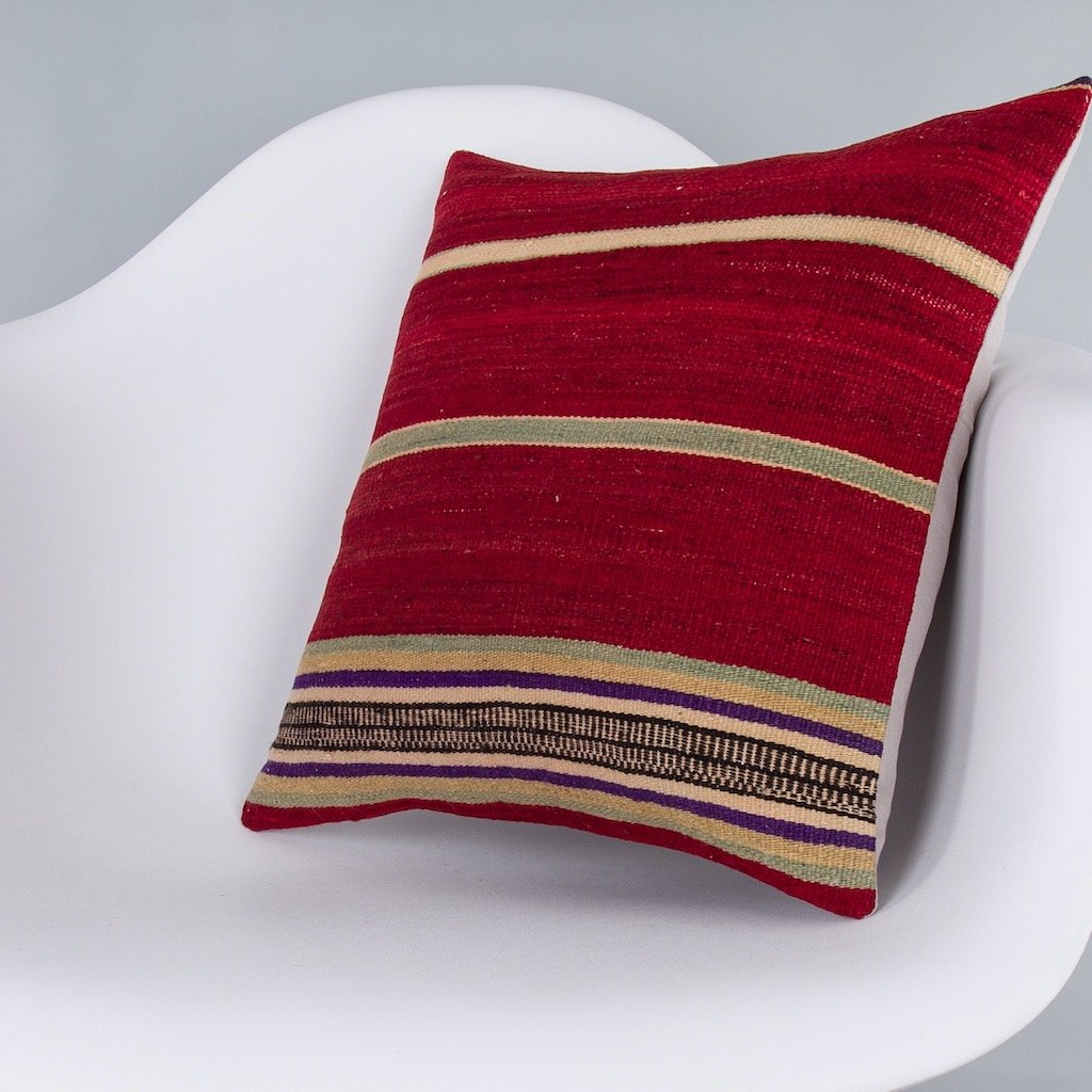 Striped_Multiple Color_Kilim Pillow Cover_16x16_Z1009_7580