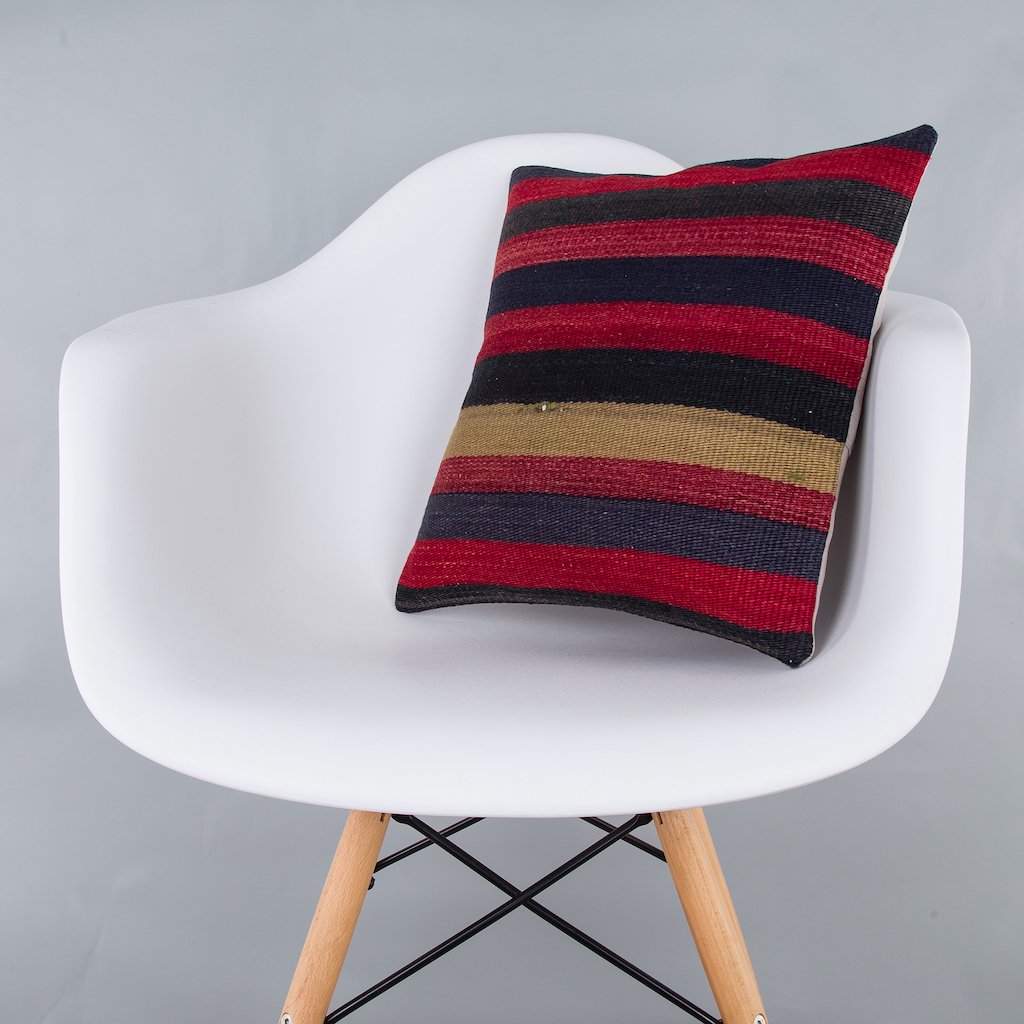 Striped_Multiple Color_Kilim Pillow Cover_16x16_Z1009_7623