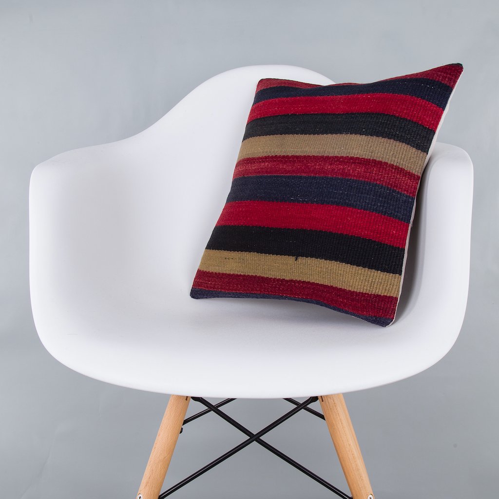 Striped_Multiple Color_Kilim Pillow Cover_16x16_Z1009_7629