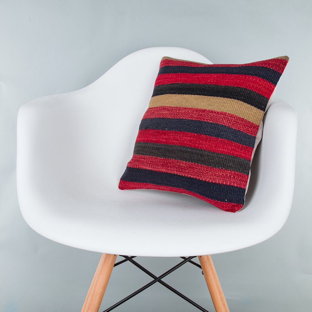 Striped_Multiple Color_Kilim Pillow Cover_16x16_Z1009_7666