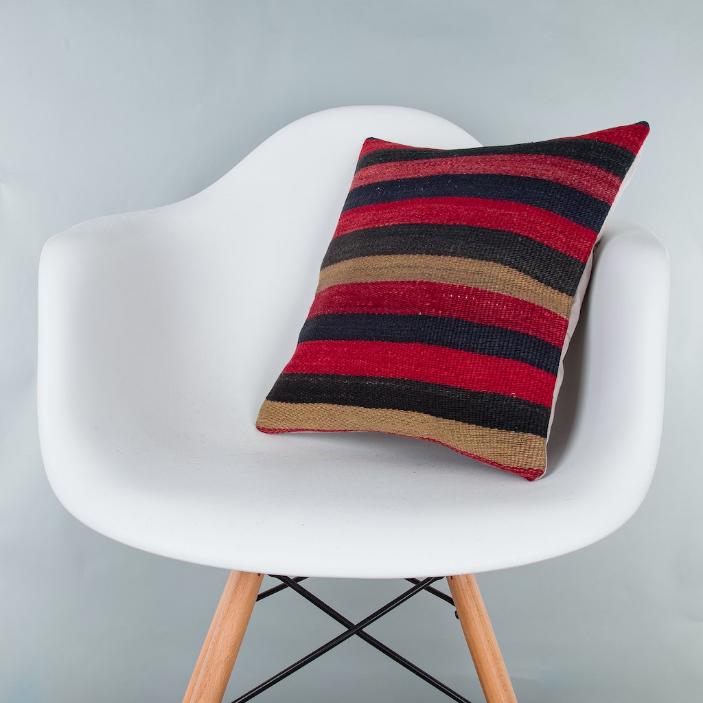 Striped_Multiple Color_Kilim Pillow Cover_16x16_Z1009_7670