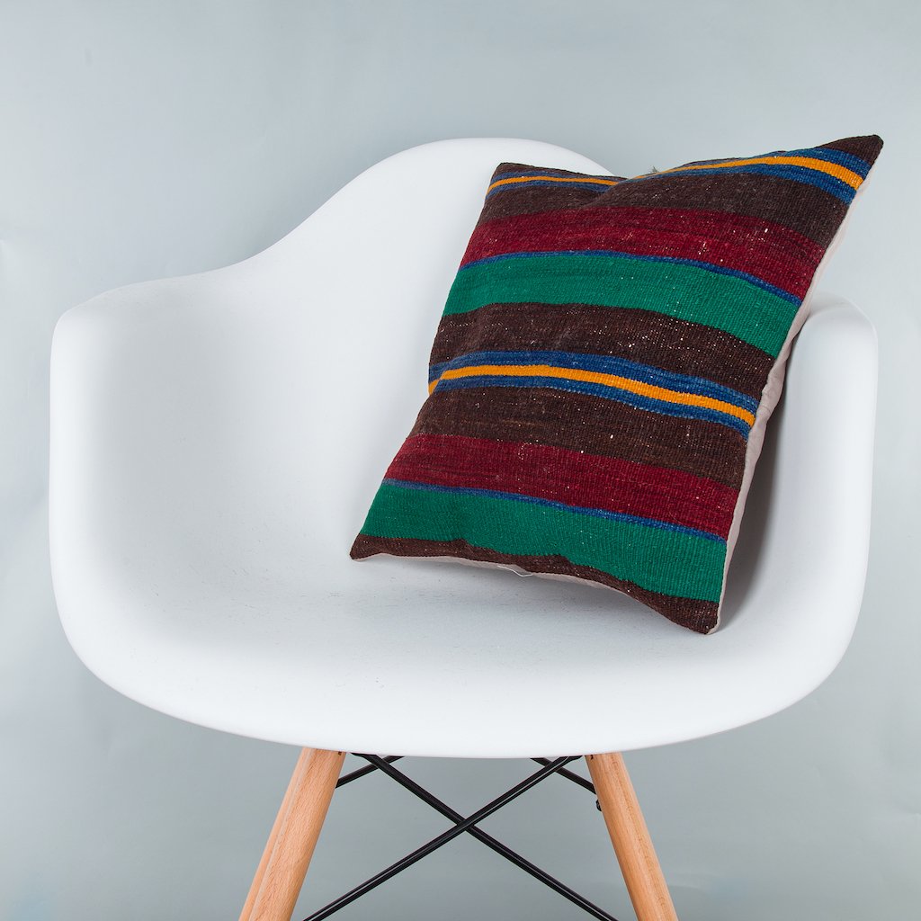 Striped_Multiple Color_Kilim Pillow Cover_16x16_Z1009_7710