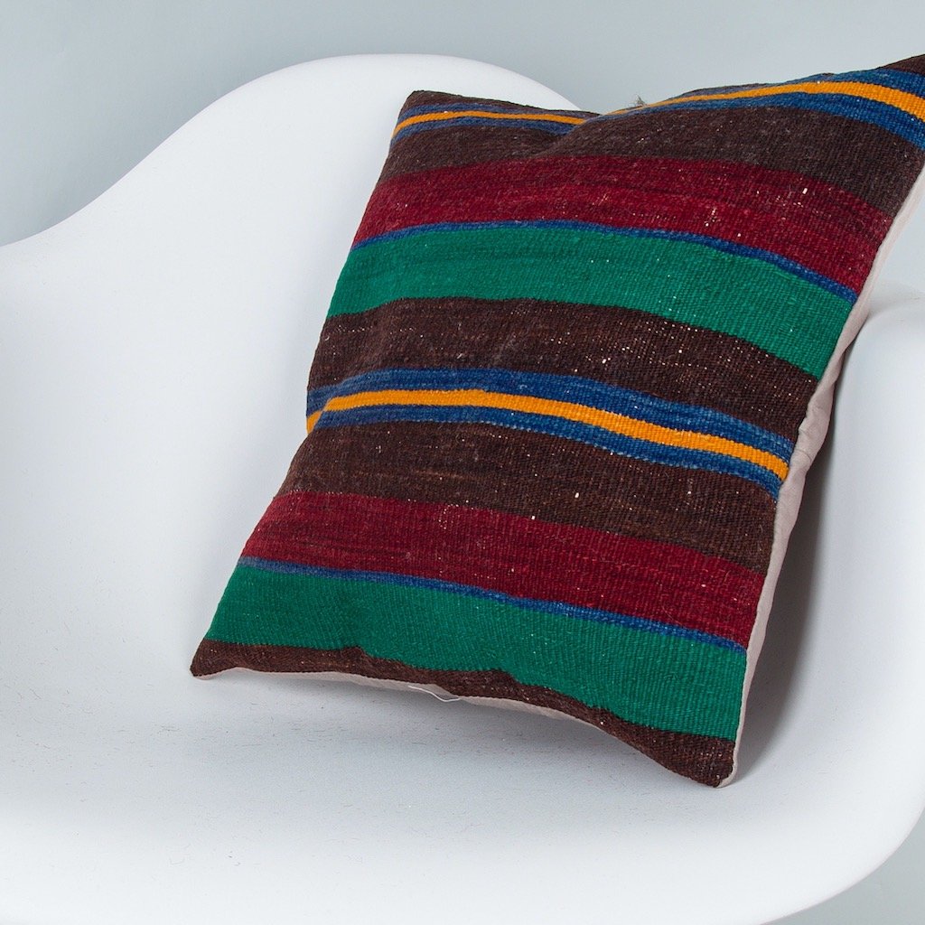 Striped_Multiple Color_Kilim Pillow Cover_16x16_Z1009_7710