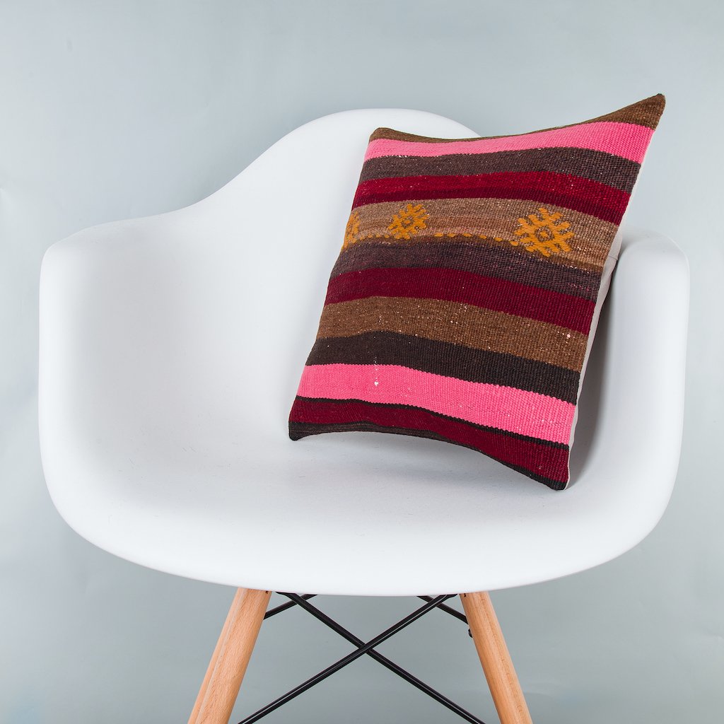 Striped_Multiple Color_Kilim Pillow Cover_16x16_Z1009_7725