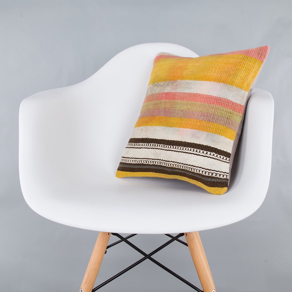 Striped_Multiple Color_Kilim Pillow Cover_16x16_Z1009_7862
