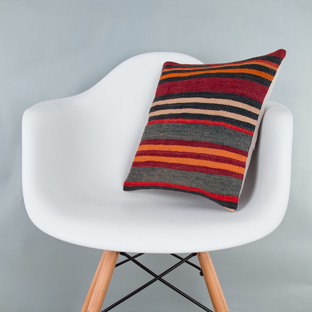 Striped_Multiple Color_Kilim Pillow Cover_16x16_Z1009_7971
