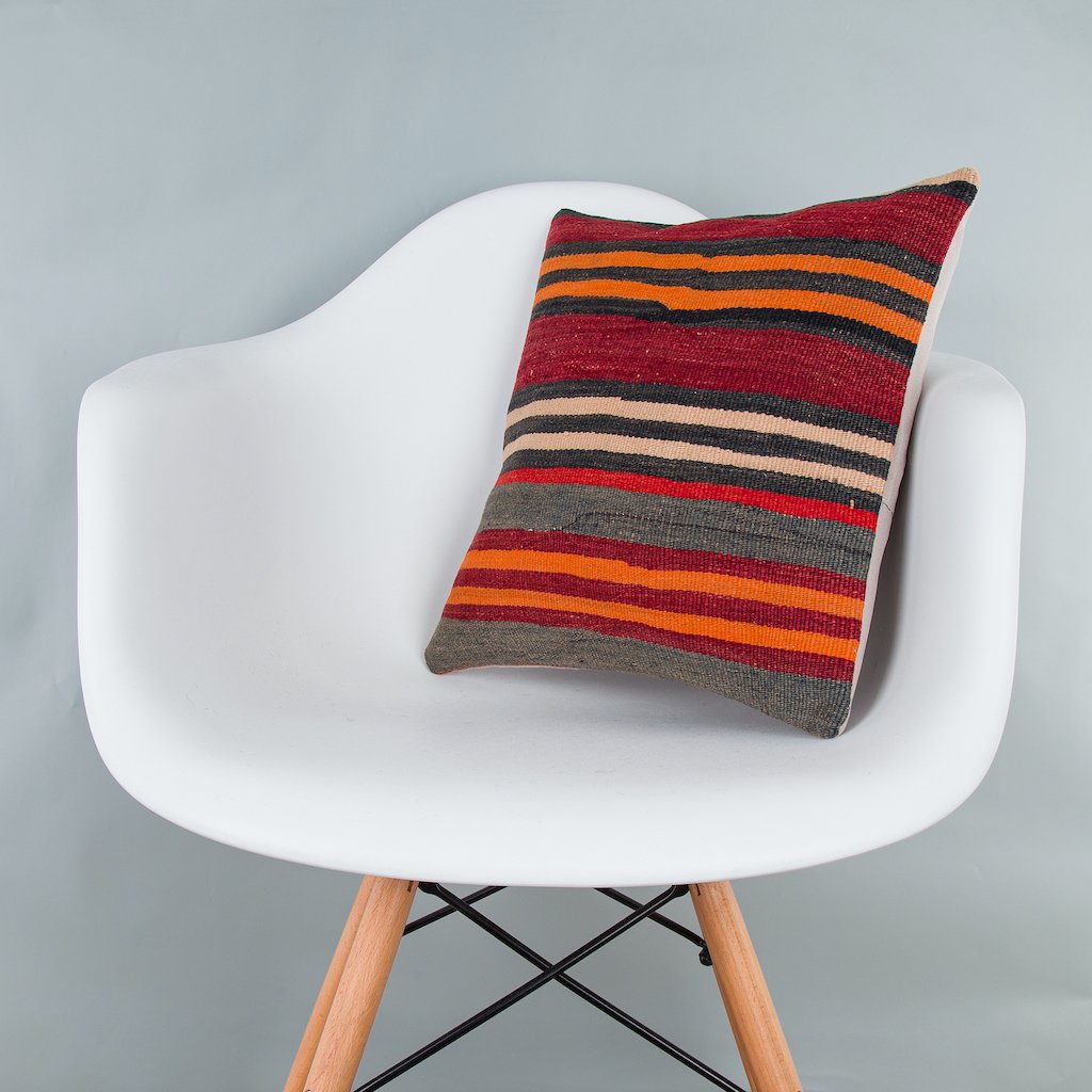 Striped_Multiple Color_Kilim Pillow Cover_16x16_Z1009_7973