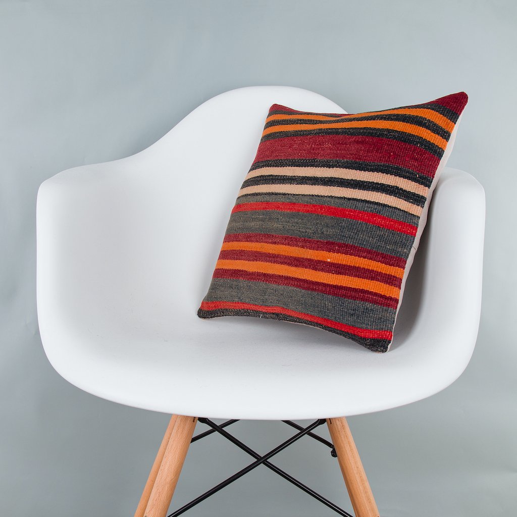 Striped_Multiple Color_Kilim Pillow Cover_16x16_Z1009_7976