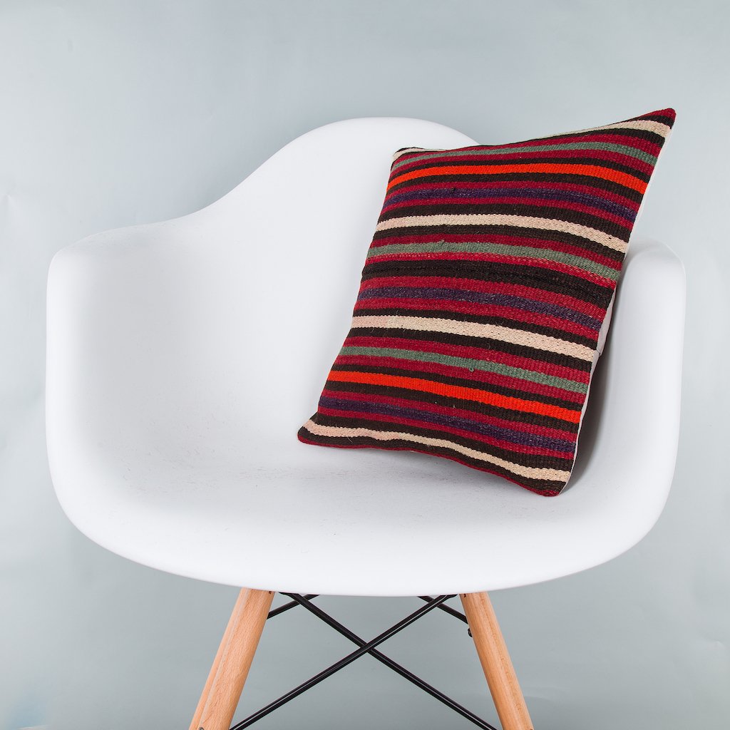 Striped_Multiple Color_Kilim Pillow Cover_16x16_Z1009_8138