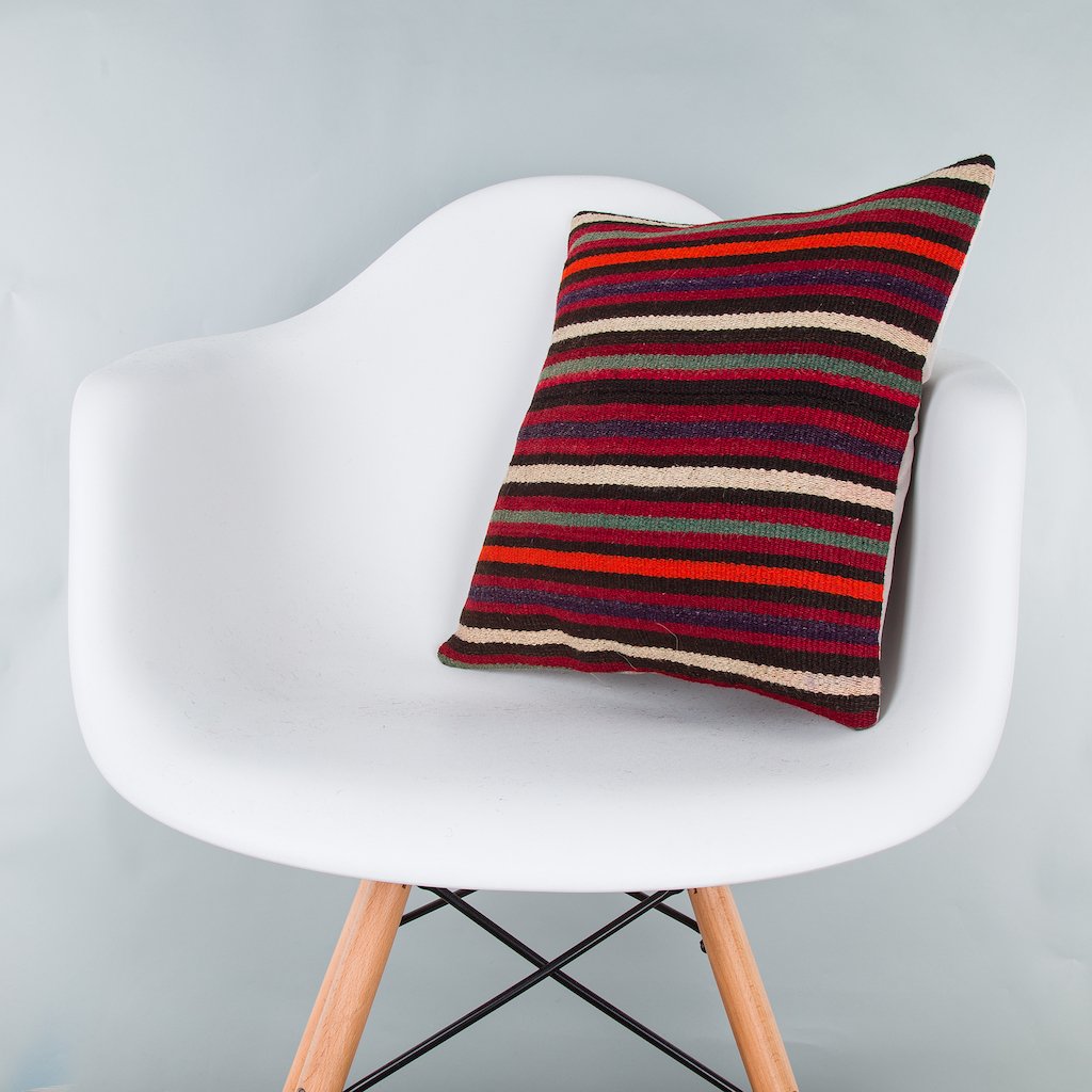 Striped_Multiple Color_Kilim Pillow Cover_16x16_Z1009_8140