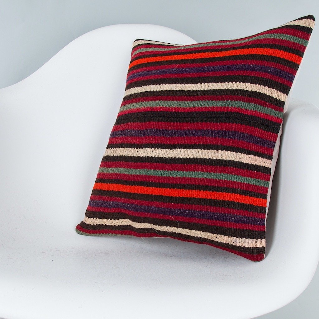 Striped_Multiple Color_Kilim Pillow Cover_16x16_Z1009_8140