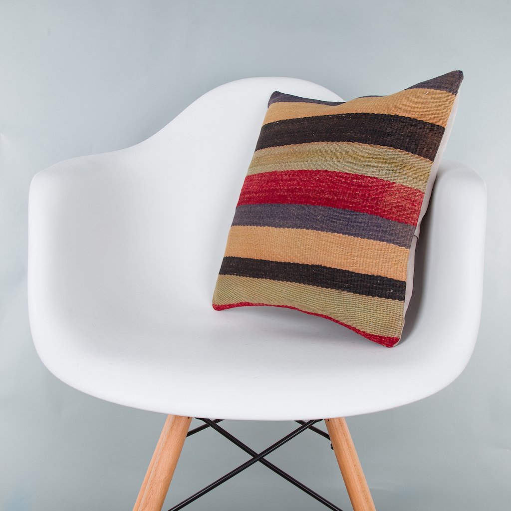 Striped_Multiple Color_Kilim Pillow Cover_16x16_Z1009_8186