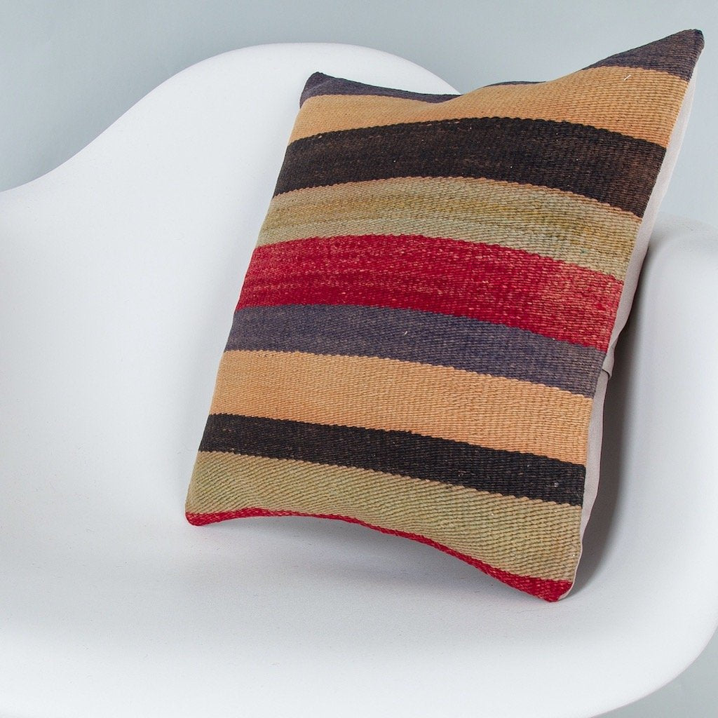 Striped_Multiple Color_Kilim Pillow Cover_16x16_Z1009_8186