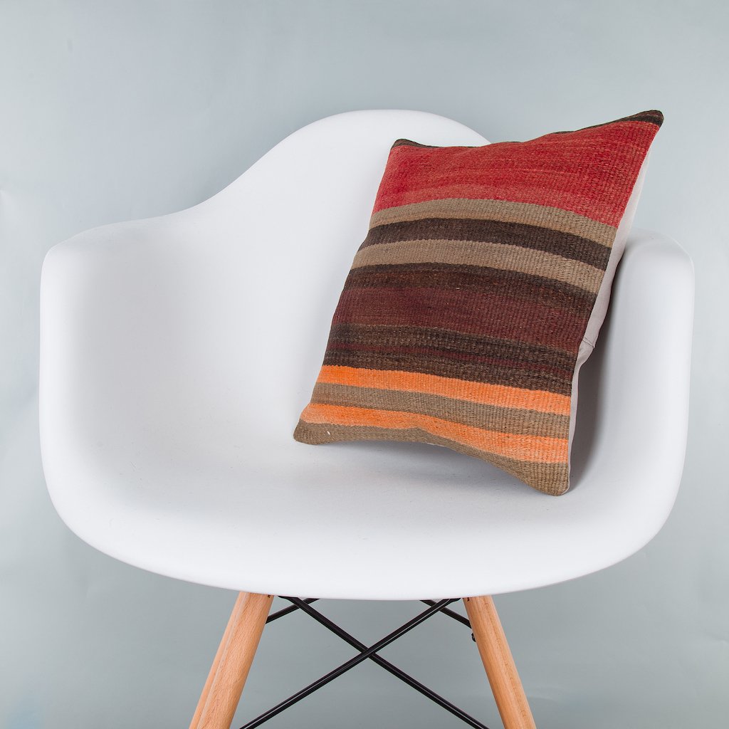 Striped_Multiple Color_Kilim Pillow Cover_16x16_Z1009_8197