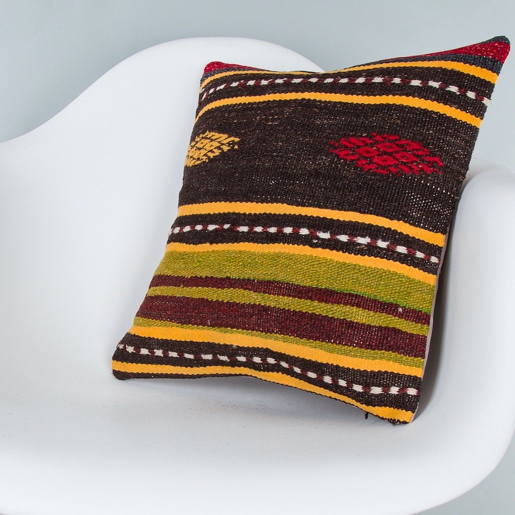 Striped_Multiple Color_Kilim Pillow Cover_16x16_Z1009_8305