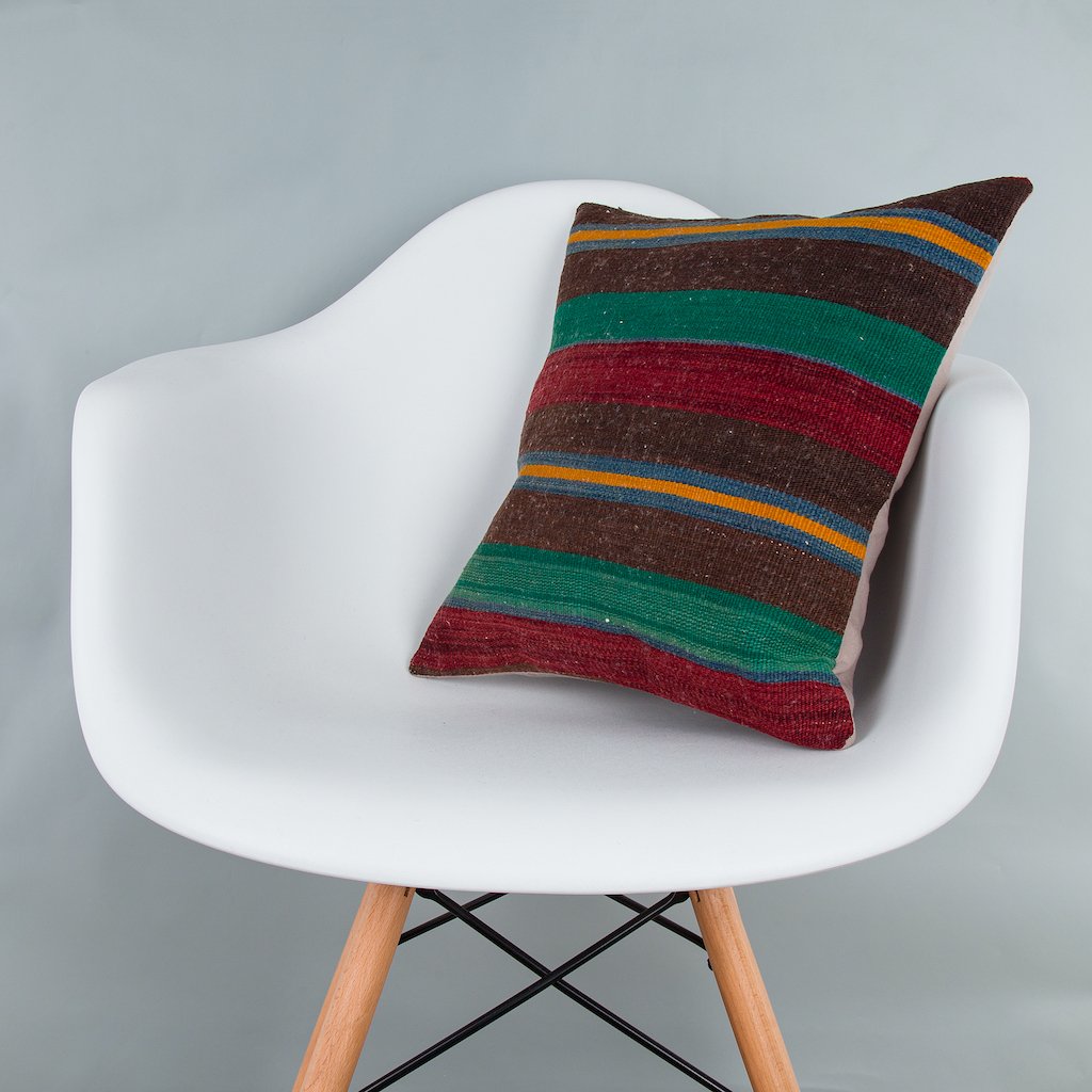 Striped_Multiple Color_Kilim Pillow Cover_16x16_Z1009_8365