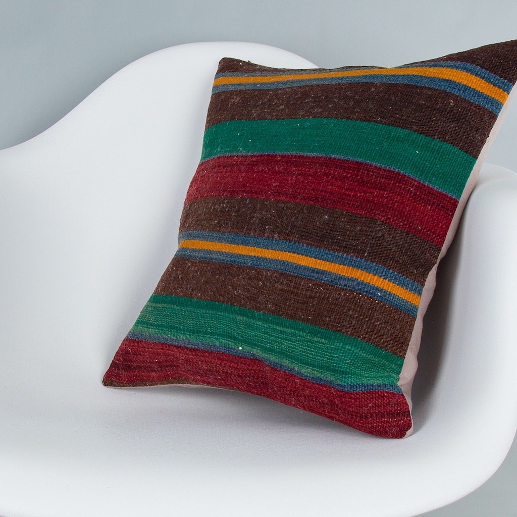 Striped_Multiple Color_Kilim Pillow Cover_16x16_Z1009_8365