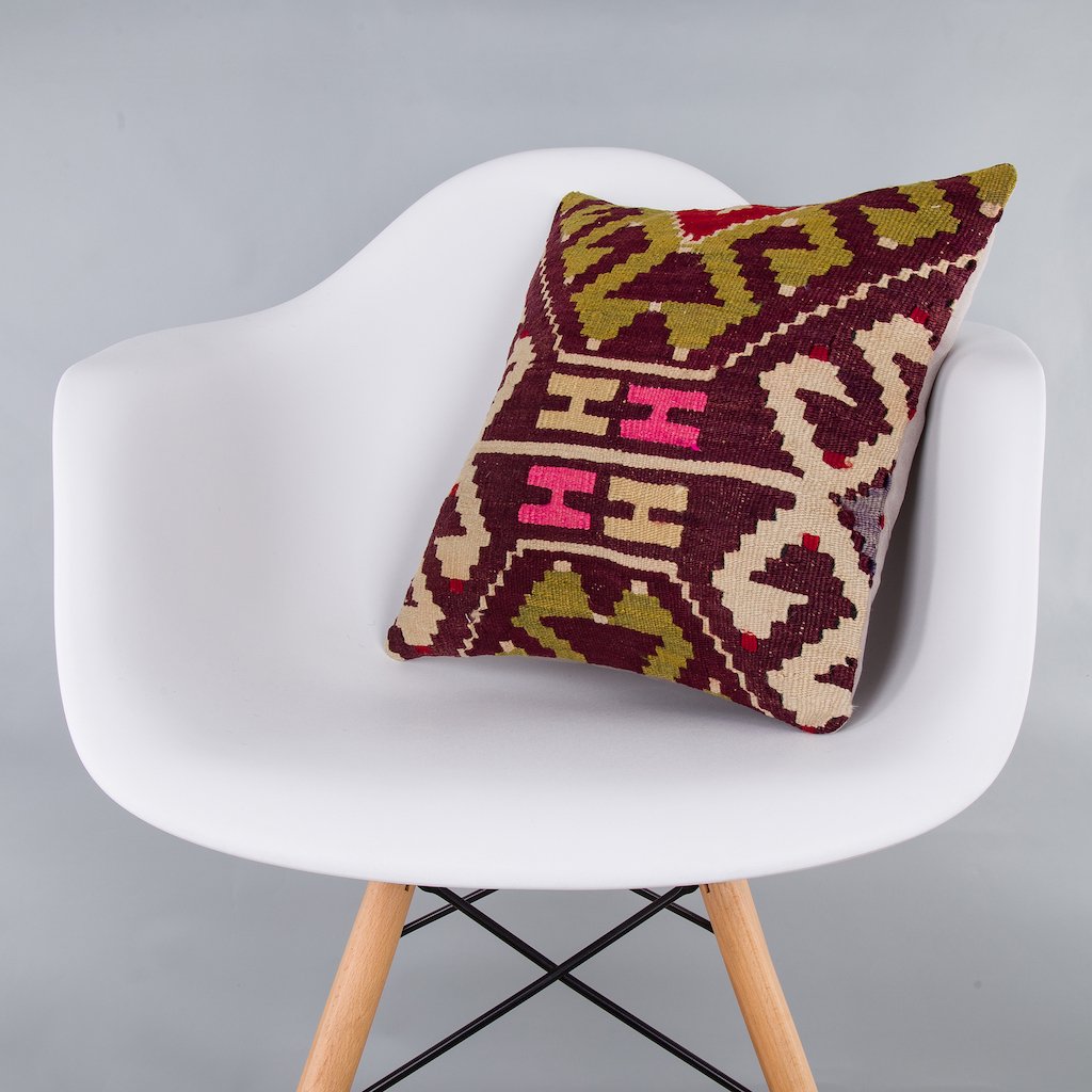 Tribal_Multiple Color_Kilim Pillow Cover_16x16_Z1007_7296