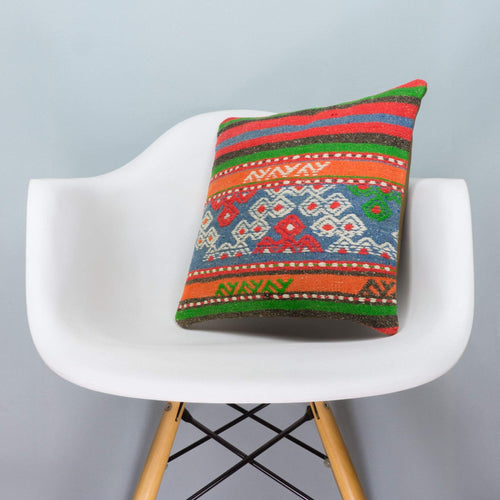 Anatolian Multi Color Kilim Pillow Cover 16x16 3644 - kilimpillowstore
 - 1